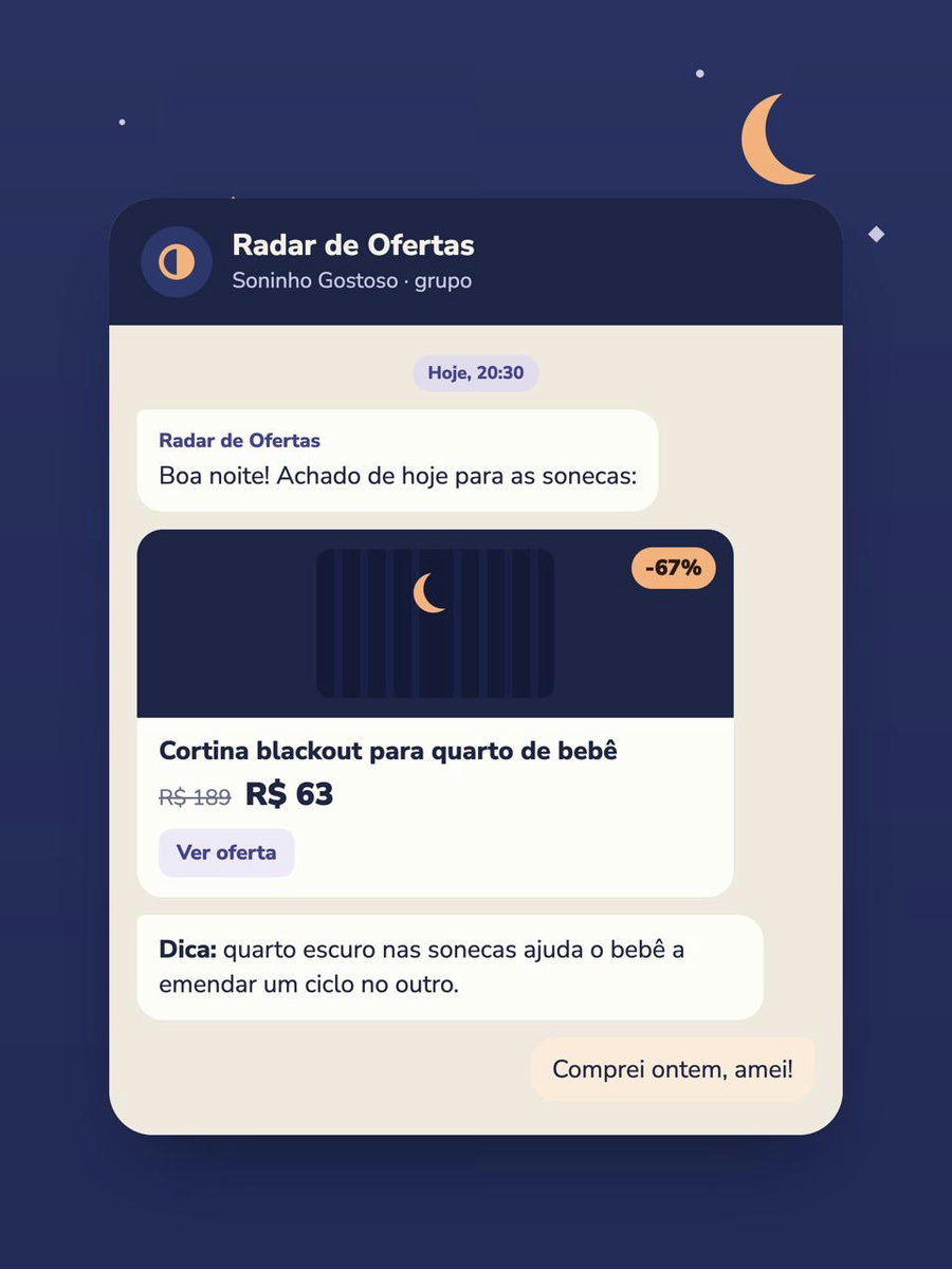 Prévia do grupo Radar de Ofertas: oferta de cortina blackout para quarto de bebê com dica de sono